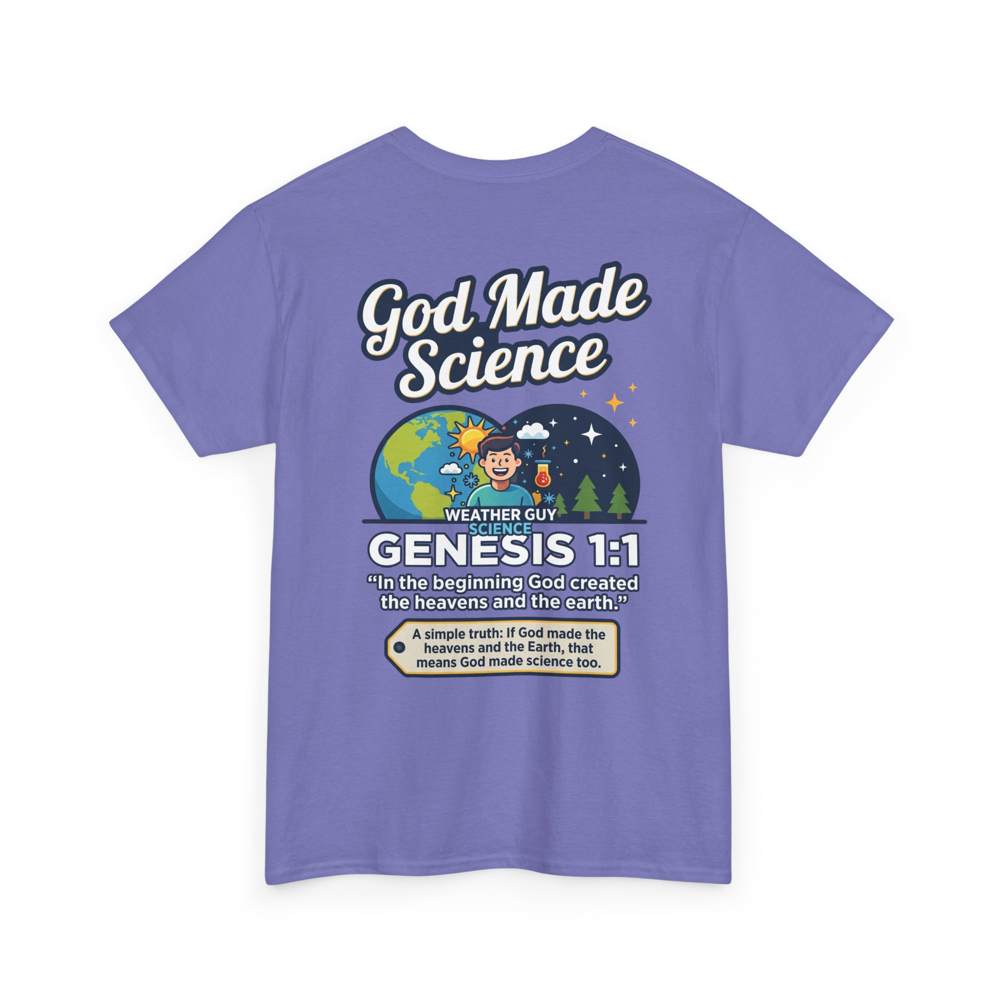 Weather Guy Science T-Shirt | God Made Science Genesis 1:1 Tee - Image 32