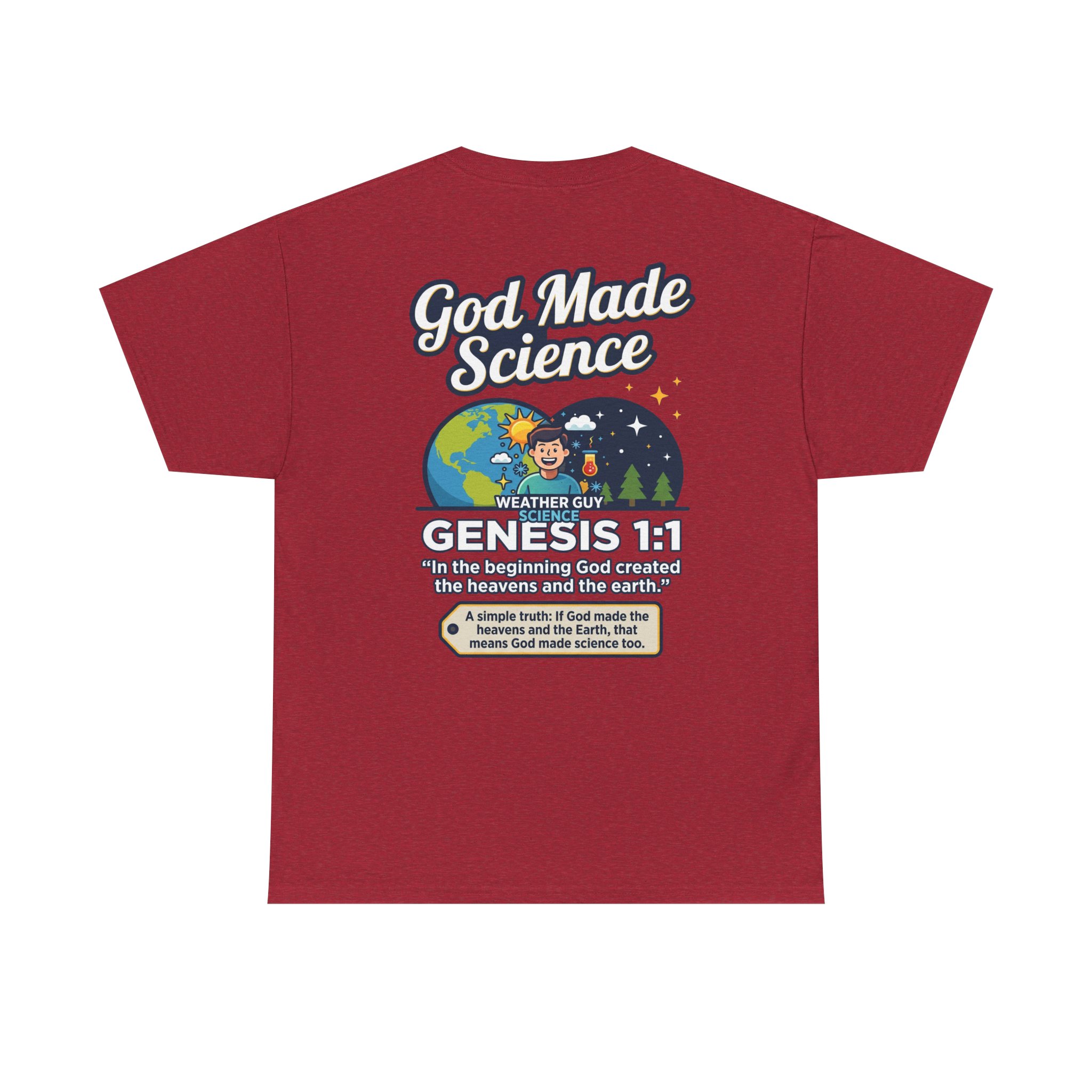 Weather Guy Science T-Shirt | God Made Science Genesis 1:1 Tee - Image 38