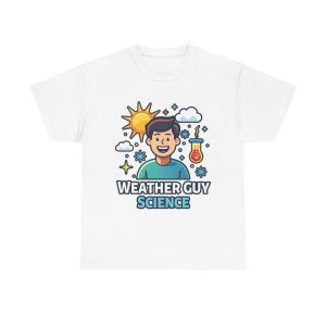 Weather Guy Science T-Shirt — 'God Made Science' Genesis 1:1 - Back - Faith & Weather Tee