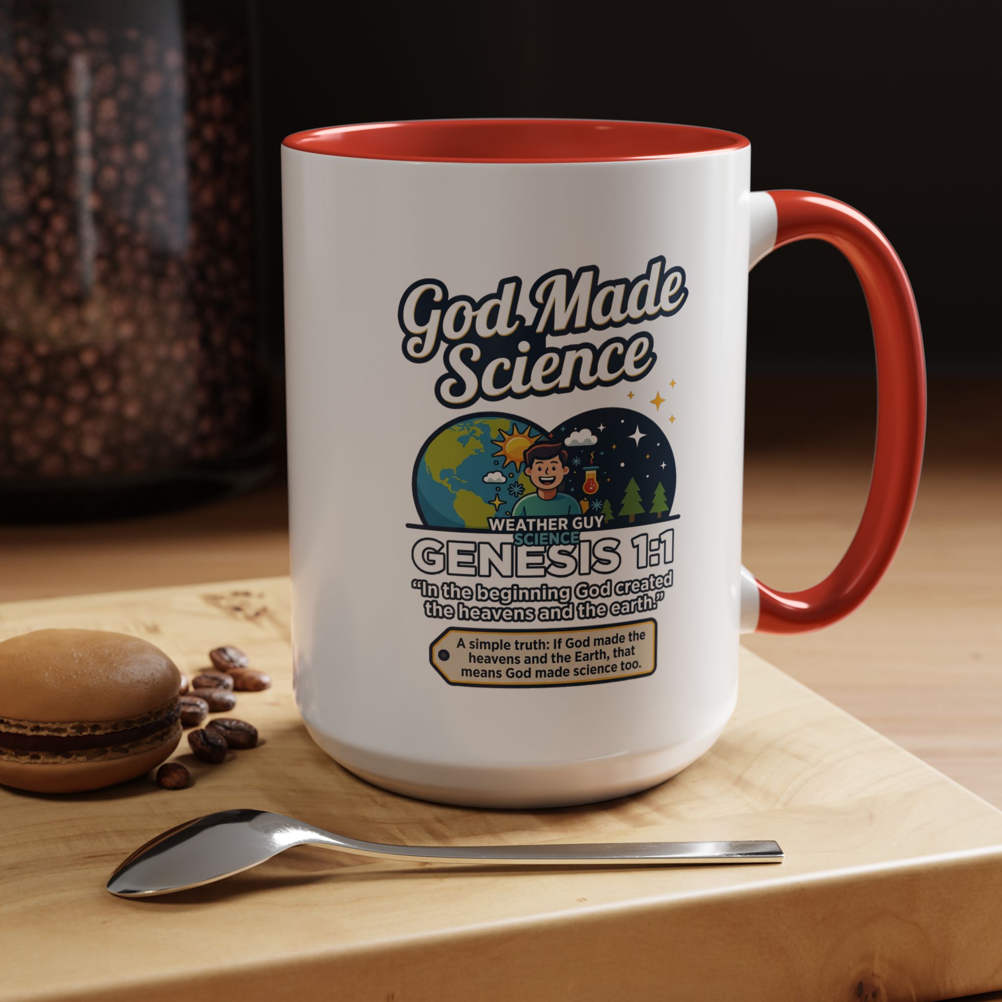 God Made Science Coffee Mug — "Genesis 1:1" Christian Faith & Science Accent Mug - Image 36