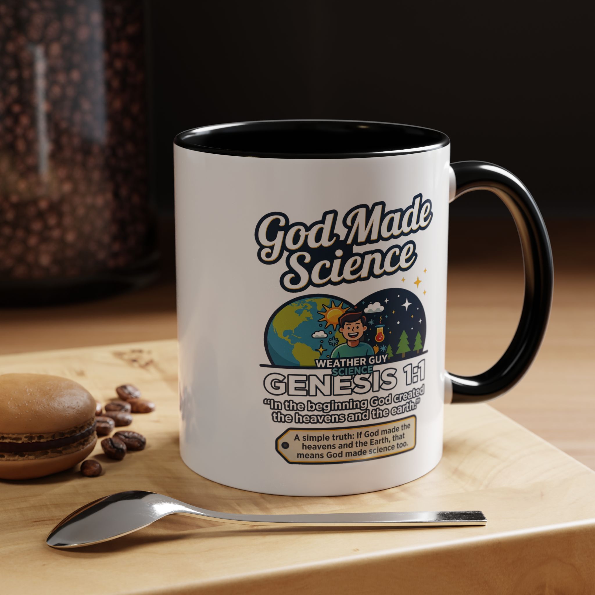 God Made Science Coffee Mug — "Genesis 1:1" Christian Faith & Science Accent Mug - Image 6