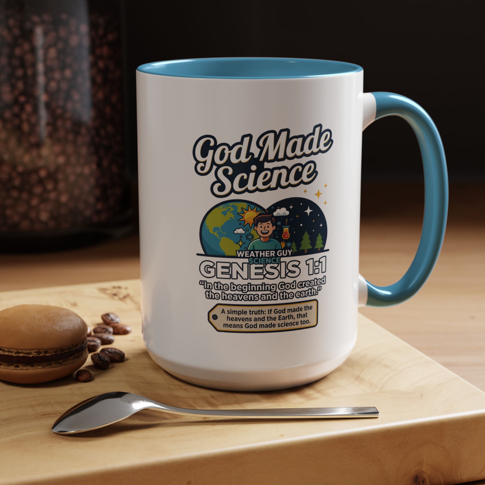 God Made Science Coffee Mug — "Genesis 1:1" Christian Faith & Science Accent Mug - Image 46