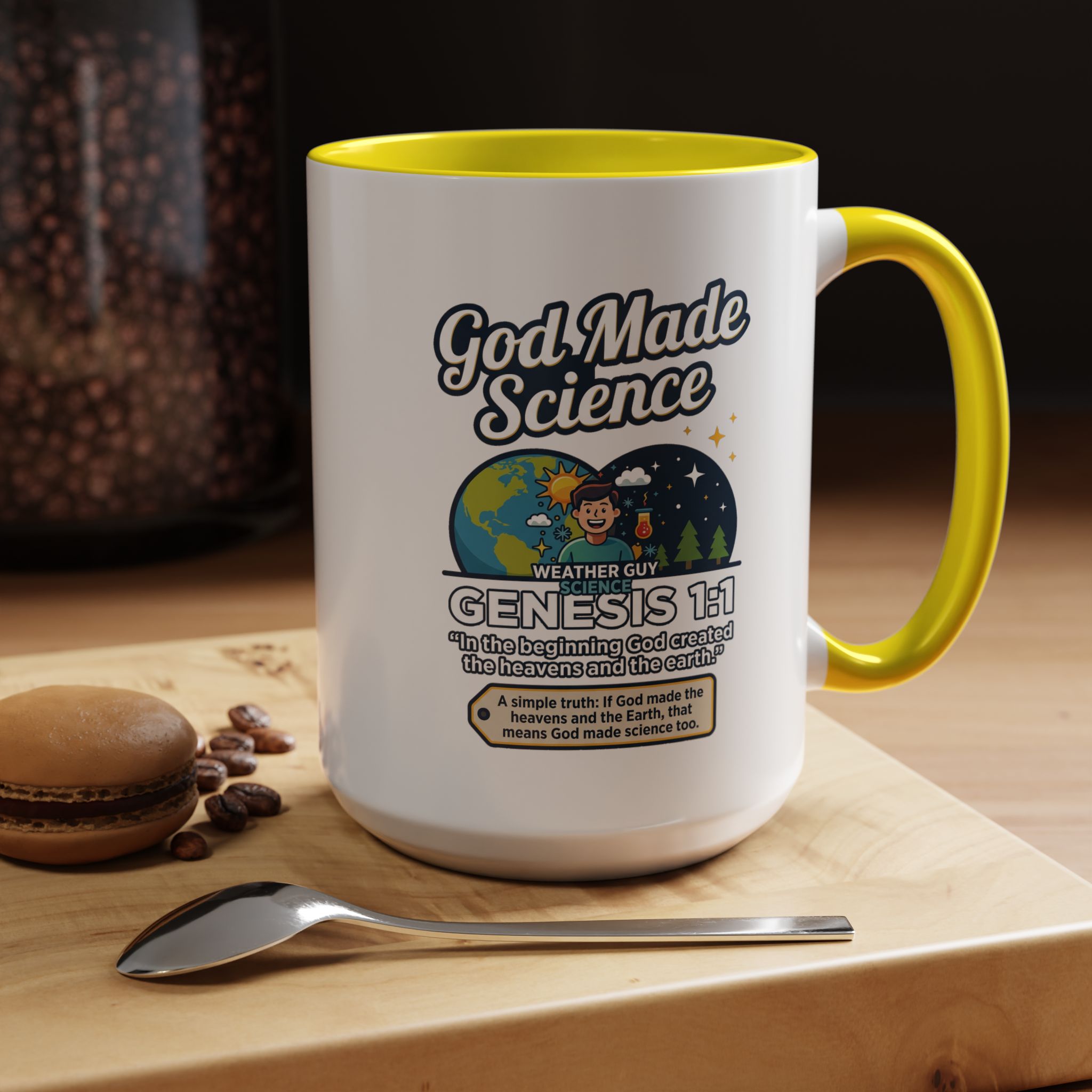 God Made Science Coffee Mug — "Genesis 1:1" Christian Faith & Science Accent Mug - Image 66
