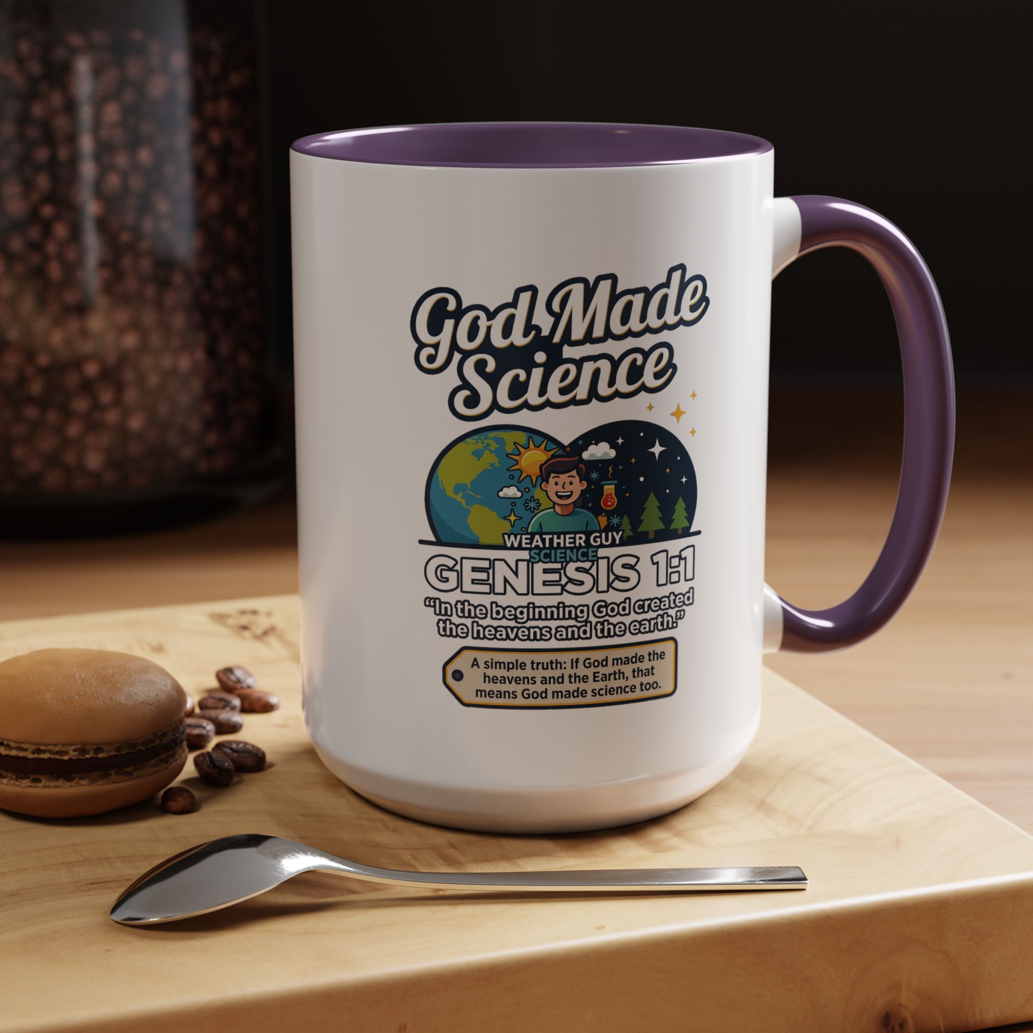 God Made Science Coffee Mug — "Genesis 1:1" Christian Faith & Science Accent Mug - Image 81