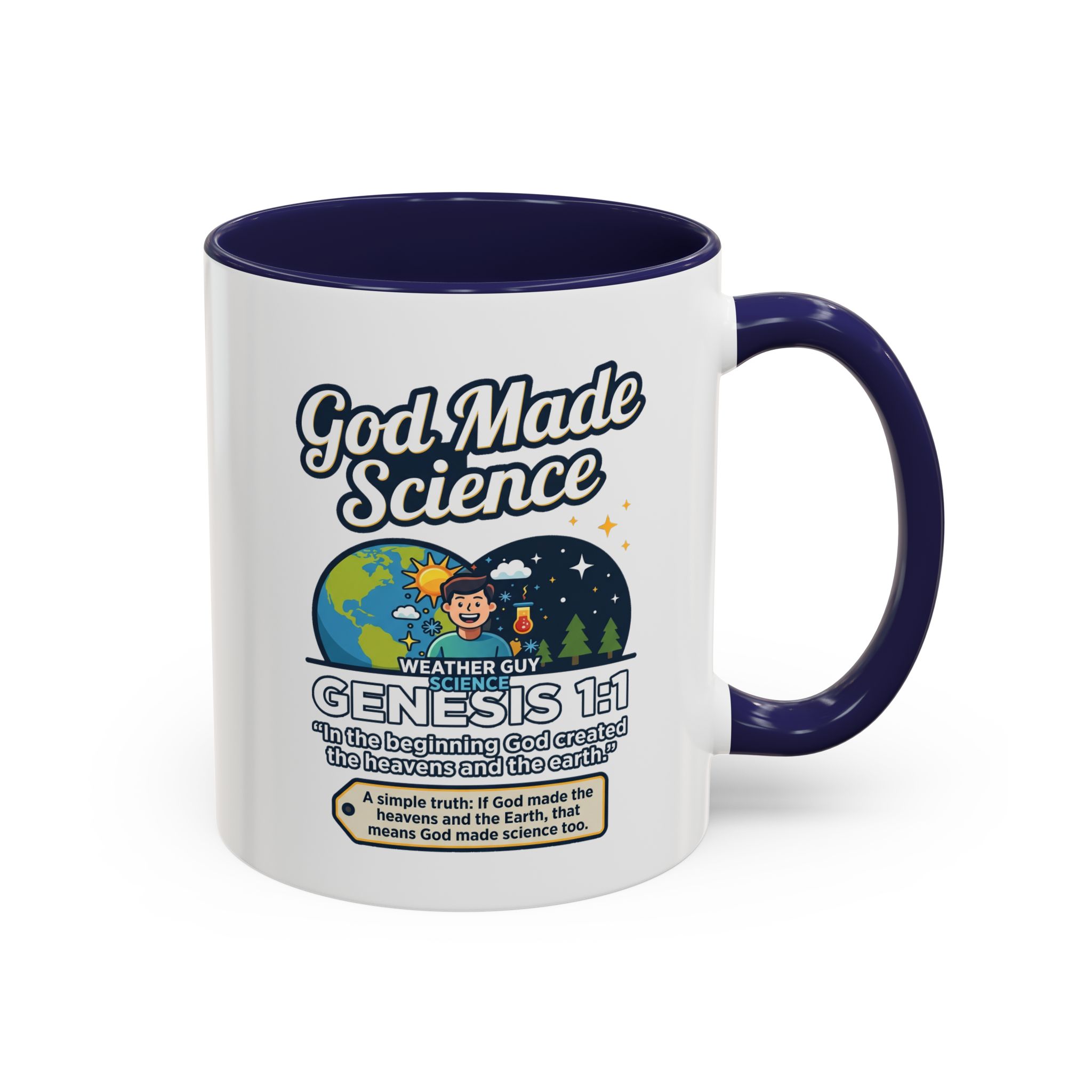 God Made Science Coffee Mug — "Genesis 1:1" Christian Faith & Science Accent Mug - Image 3