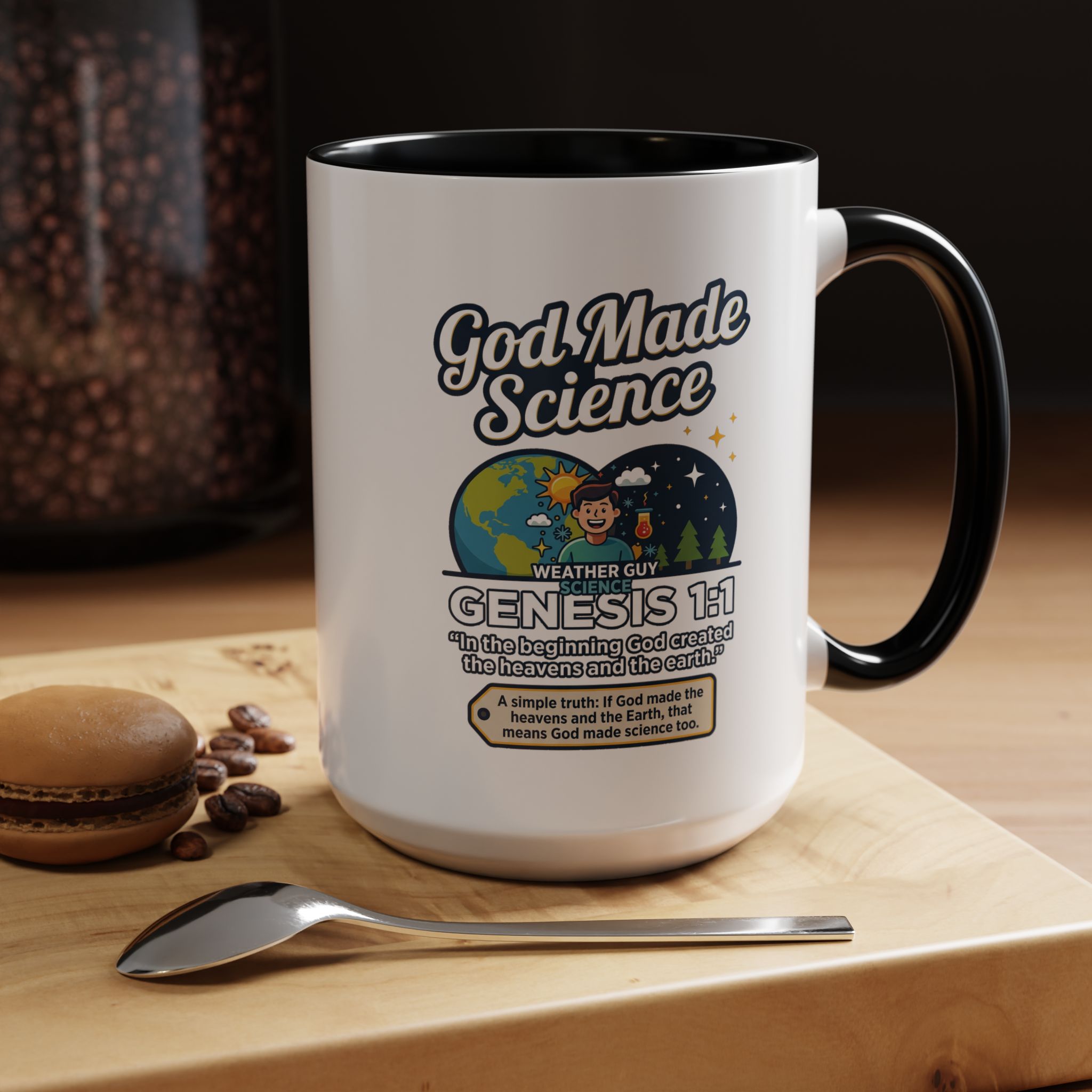 God Made Science Coffee Mug — "Genesis 1:1" Christian Faith & Science Accent Mug - Image 21