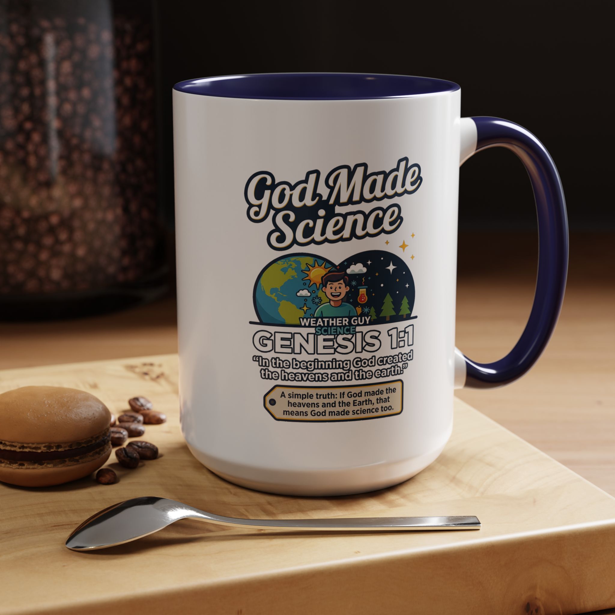 God Made Science Coffee Mug — "Genesis 1:1" Christian Faith & Science Accent Mug - Image 26
