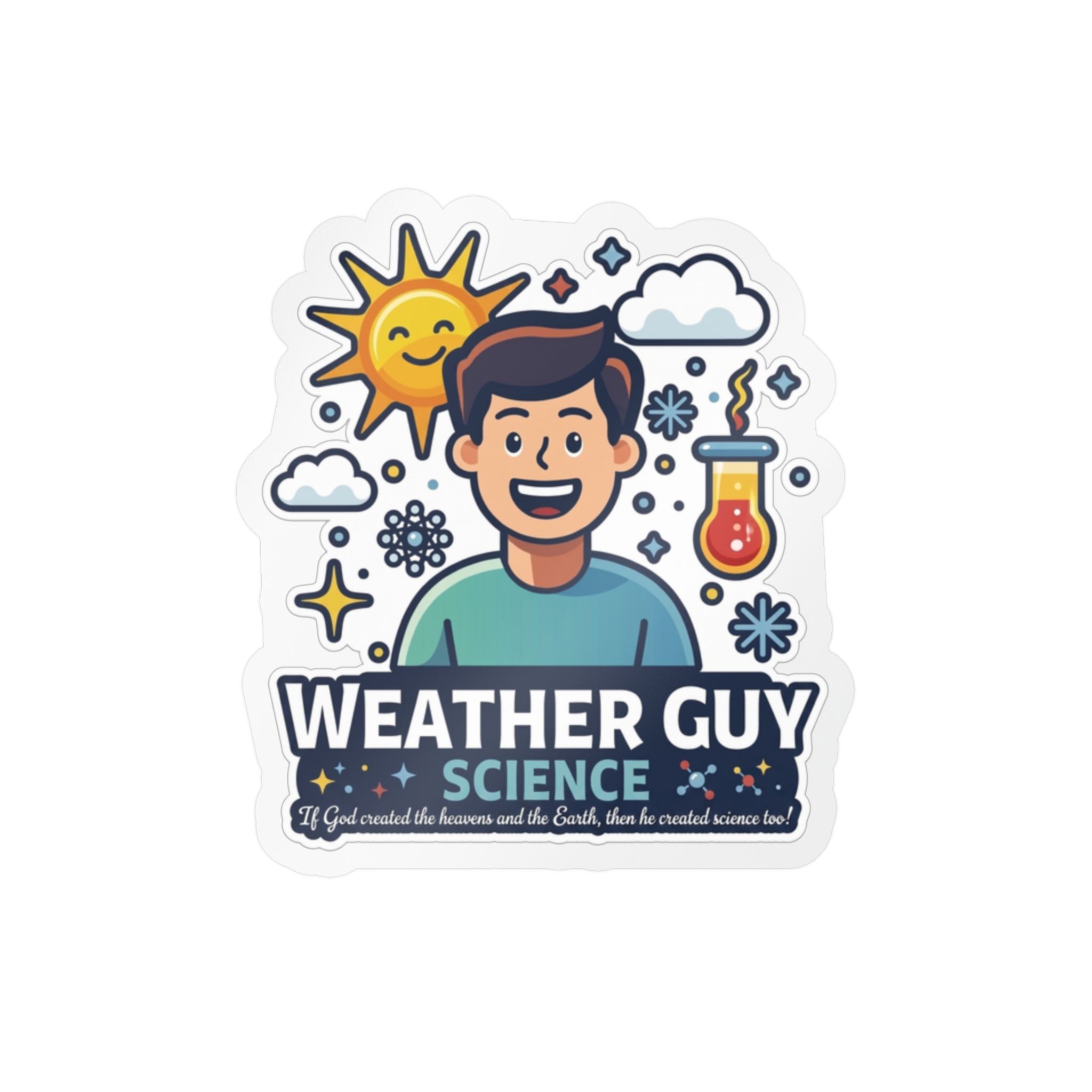 Weather Guy Science Vinyl Sticker – Cute Meteorologist Decal, ‘Weather Guy’ Design - Image 5